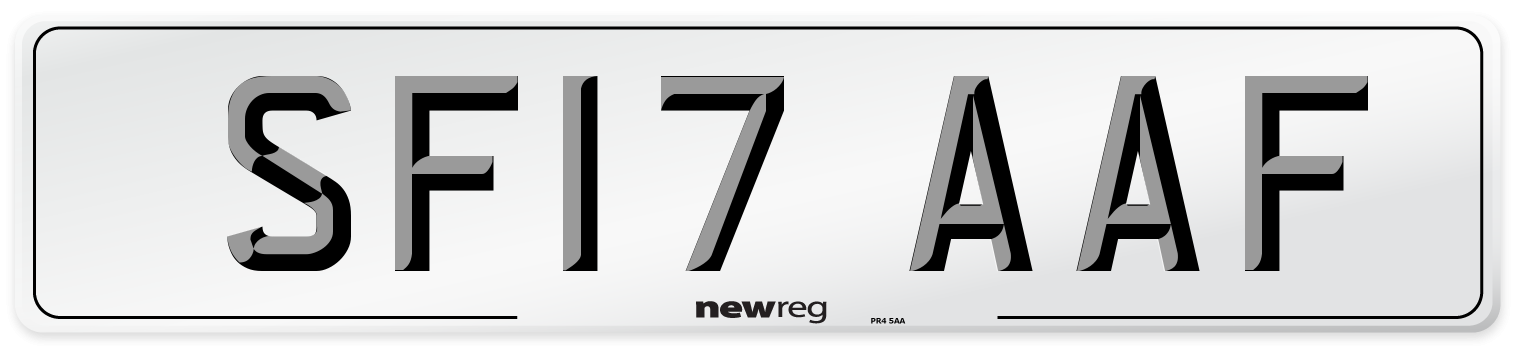 SF17 AAF Number Plate from New Reg